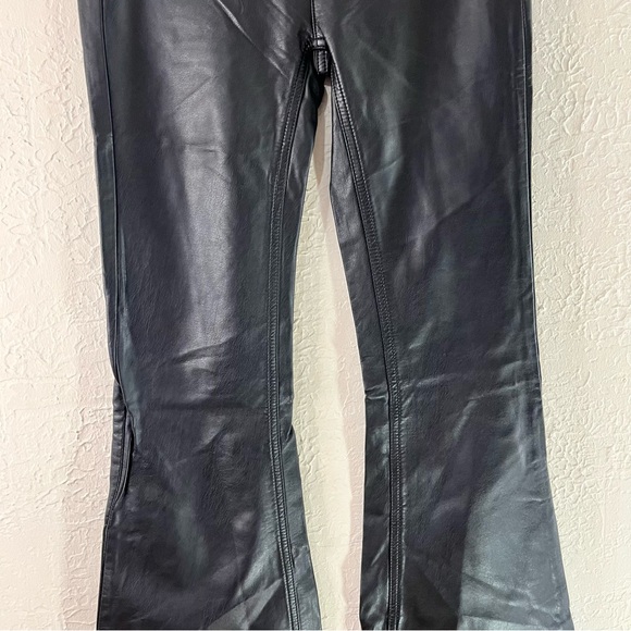 Free People Faux Leather Penny Pull On Flare Jeans in Black - Picture 6 of 12